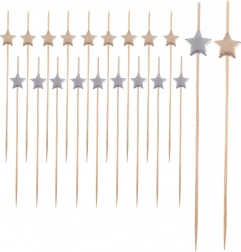 Bambusowe patyczki do przekąsek z gwiazdkami 12 cm, 20 szt.