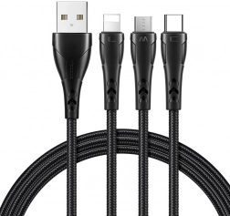 Kabel ładujący 3w1 USB na USB‑C / Lightning / Micro USB 1,2 m czarny Mcdodo