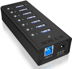 aktywny 7‑portowy hub USB 3.0 z portem ładowania ICY BOX