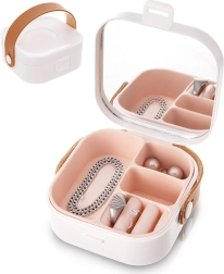 Podróżna szkatułka na biżuterię z lusterkiem 9,5 × 9,5 × 4 cm