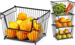 Metalowy koszyk na owoce i warzywa, czarny