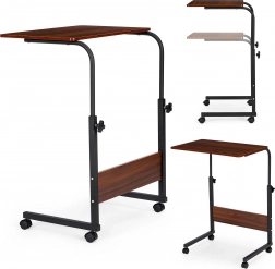 Stolik na laptop z kółkami - boczny stolik do kanapy lub fotela ciemnobrązowy ModernHome
