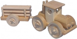 Drewniany traktor z przyczepą na kłody CEEDA CAVITY – naturalny