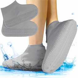 Wodoodporne silikonowe ochraniacze na buty z antypoślizgową podeszwą, rozmiar M (35–39), szare