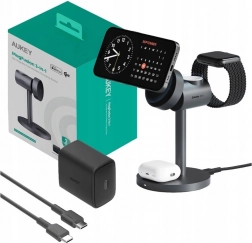 Bezprzewodowa ładowarka Aukey MagFusion 3 w 1, 15W szara
