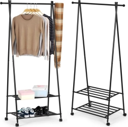 Stojak na ubrania z dwiema półkami