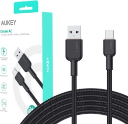 aukey kabel usb-a do usb-c 1 m, pleciony, 60 w power delivery