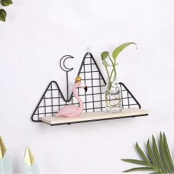 Dekoracyjna półka ścienna w czarnym kolorze – motyw górski