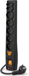 Czarna listwa zasilająca P7 - 7 gniazd, 1,5 m
