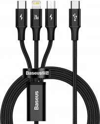 Kabel ładujący Baseus 3 w 1, 20W, czarny, 1,5 m