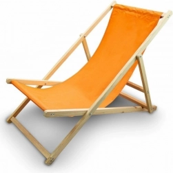 Drewniane plażowe i ogrodowe leżak, składany, regulowane oparcie, pomarańczowy