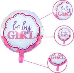 Baloniki na baby shower dla dziewczynki – zestaw 5 szt. z gwiazdkami i motywem niemowlęcia