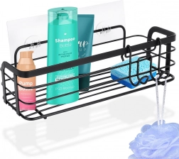 Metalowa półka prysznicowa do łazienki, samoprzylepna, czarna 29,5 × 10,5 × 8 cm