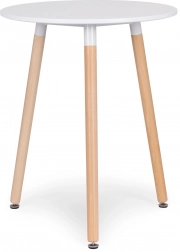 modernhome skandynawski okrągły stół 60 cm, biał y blat i bukowe nogi