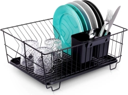 Czarny ociekacz na naczynia 40 × 33 × 17 cm