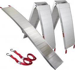 Składane aluminiowe najazdy 680 kg – zestaw 2 szt. do motocykli, quadów i maszyn