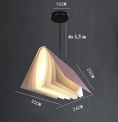 Stylowa lampa wisząca – książka, różowa