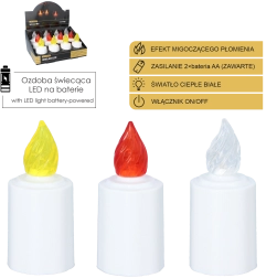 Świeca LED do lampionu z migoczącym płomieniem 10,5 cm – mix kolorów
