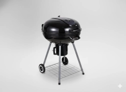 Okrągły grill ogrodowy na węgiel drzewny z pokrywą, popielnikiem i kółkami 66 × 57 × 85 cm