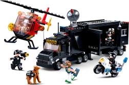 SLUBAN policja SWAT mobilna baza z helikopterem i motocyklem