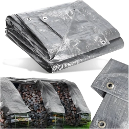 Uniwersalna wodoodporna plandeka 4 × 6 m, 120 g/m², srebrna