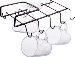 Metalowy uchwyt na kubki pod półkę, czarny