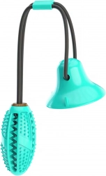 Interaktywna zabawka dla psa z przyssawką i dozownikiem smakołyków, dentystyczny gryzak – turkusowa