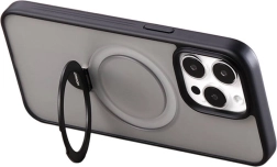 Magnetyczne etui ochronne ze stojakiem do iPhone 15 – grafitowa czerń