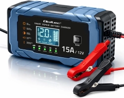 Qoltec inteligentna ładowarka akumulatorów samochodowych 12 V 15 A z funkcją naprawy do AGM/GEL/LiFePO4