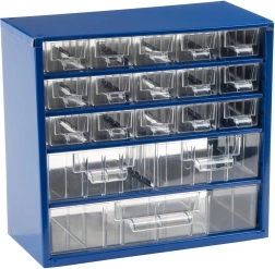 Metalowy organizer z szufladami TOKOZ, 30,5 × 28 × 15,5 cm, niebieski