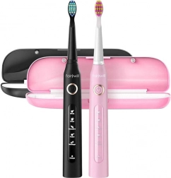 Szczoteczki soniczne FAIRYWILL z zestawem główek i etui (czarna i różowa)