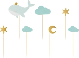 Dekoracje na muffiny – wieloryb, zestaw 7 szt.