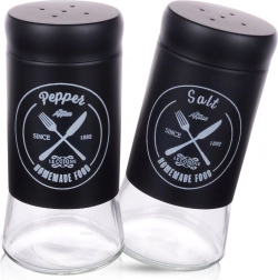 Szklana czarna solniczka i pieprzniczka, zestaw 2 szt.