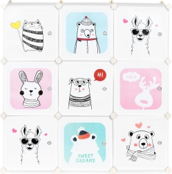 dziecięca modułowa szafka z 9 drzwiczkami z motywami zwierzątek ModernHome