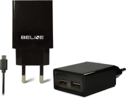 Ładowarka sieciowa BELINE 2× USB z kablem microUSB 2 A, czarna