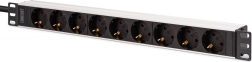 Rackowa listwa PDU 19" z 9 gniazdami SCHUKO (45°), zasilanie IEC C20, kabel 2 m, 16 A, aluminiowa