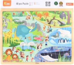 Drewniane puzzle Zoo – 48 elementów