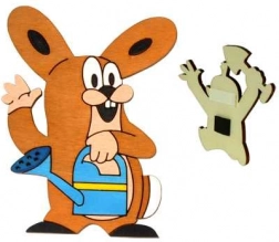 Drewniana dekoracyjna magneska Krecik – przyjaciel zając