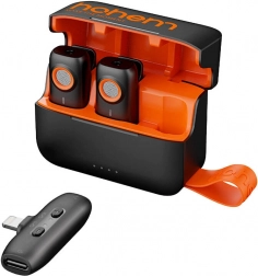 bezprzewodowy system mikrofonowy HOHEM z etui ładującym (2 nadajniki + 1 odbiornik)