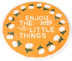 Okrągły antypoślizgowy dywan 80 x 80 cm – wzór Flowers, żółty