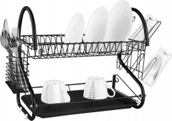 Dwupoziomowa suszarka do naczyń czarna