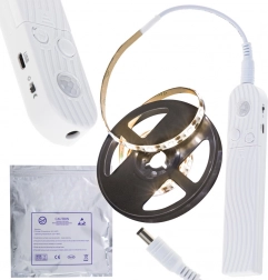 Wodoodporna taśma LED z czujnikiem ruchu, USB/baterie, 1 m, 59 LED, ciepła biała