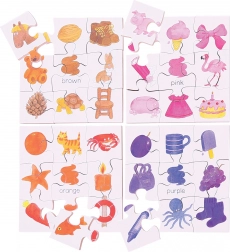 Bigjigs Toys drewniane dydaktyczne puzzle Kolory 4w1