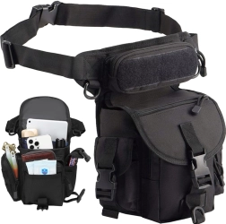 Taktyczna saszetka udowa z pasem biodrowym, wodoodporna, 6 kieszeni