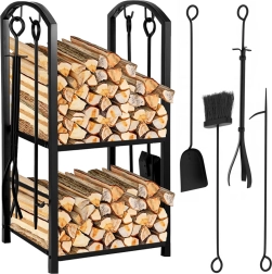 Stojak na drewno opałowe z akcesoriami