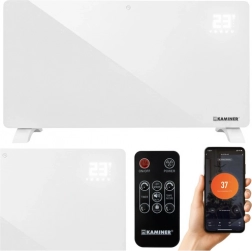 Szklany elektryczny grzejnik KAMINER Zelva 2500 W z Wi‑Fi i pilotem