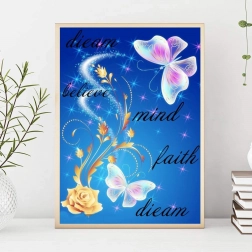 Diamentowa mozaika (haft diamentowy) z motywem motyla 40x50 cm