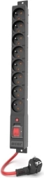 Listwa przeciwprzepięciowa Acar R8 Power, 8× 230 V, 1,5 m, czarna, 16 A