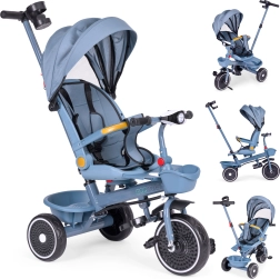 Dziecięcy 2w1 trójkołowiec z obrotowym siedziskiem i składaną budką, niebieski ECOTOYS