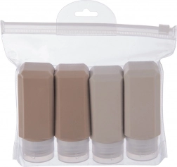 Silikonowe podróżne buteleczki na kosmetyki w etui, zestaw 5 szt.
